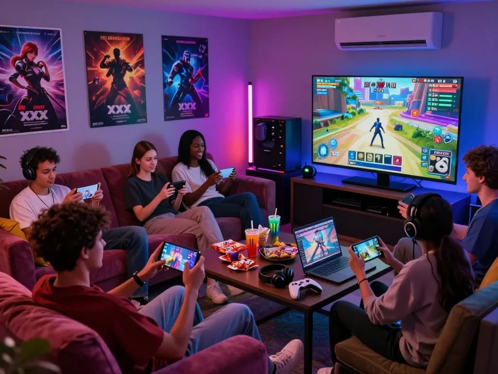 Engaged players enjoying xxx games in a vibrant gaming environment.