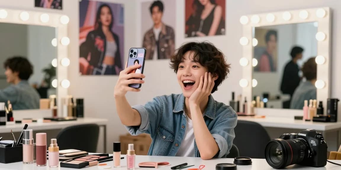 Discover your celebrity look alike with a fun selfie experience at a vibrant photography studio.