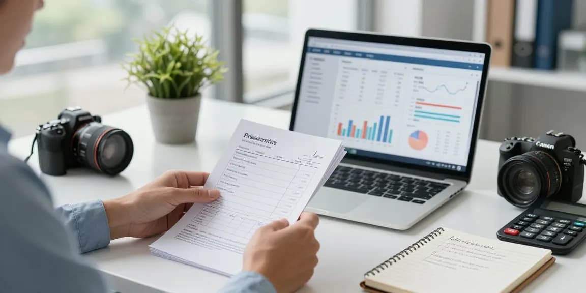 Analyze and detect fake receipt using AI in a financial office workspace.