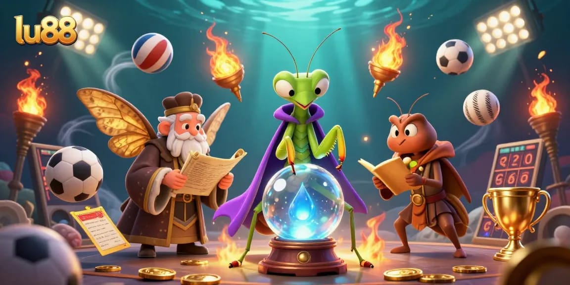 Experience thrilling gaming action with lu88 in this dynamic casino scene featuring fortune tellers and sports elements.