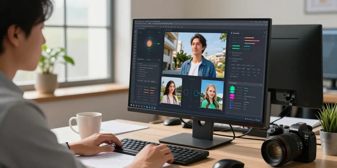 AI image detector analysis on computer, highlighting free ai detector technology.