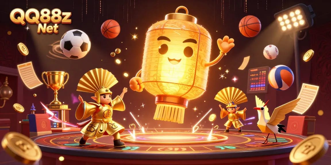 Win big at QQ88z Net with thrilling casino action featuring golden characters and dynamic casino elements.