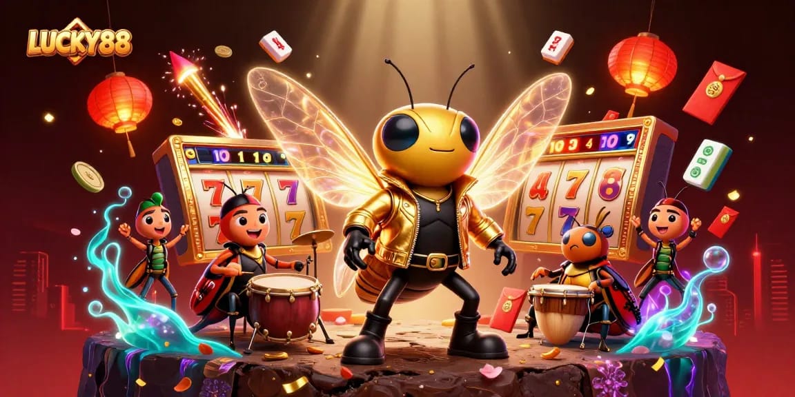 Experience the exciting wins with LUCKY88 in a vibrant, dynamic casino scene filled with action!