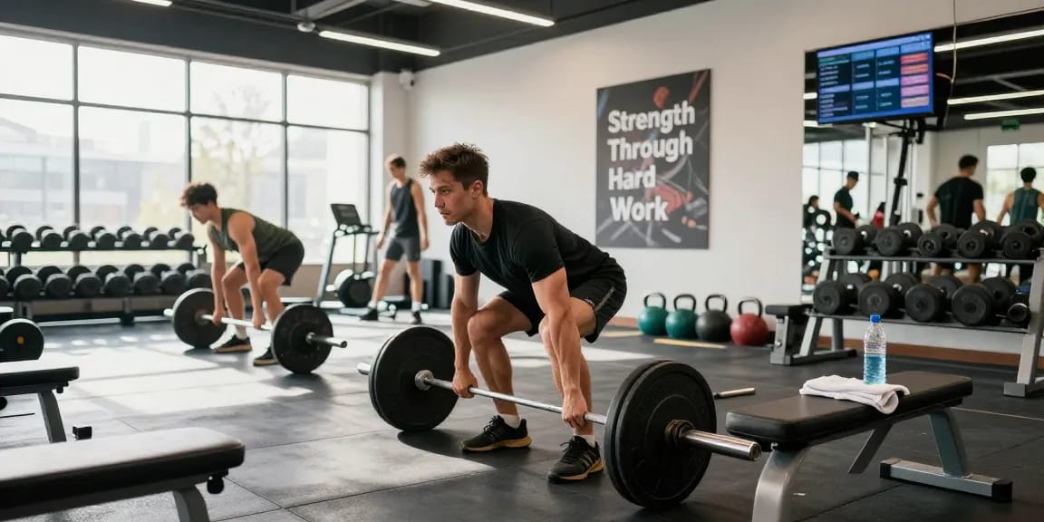 Anabolika Shop showcasing a dynamic gym scene with athletes training, emphasizing fitness dedication and community.