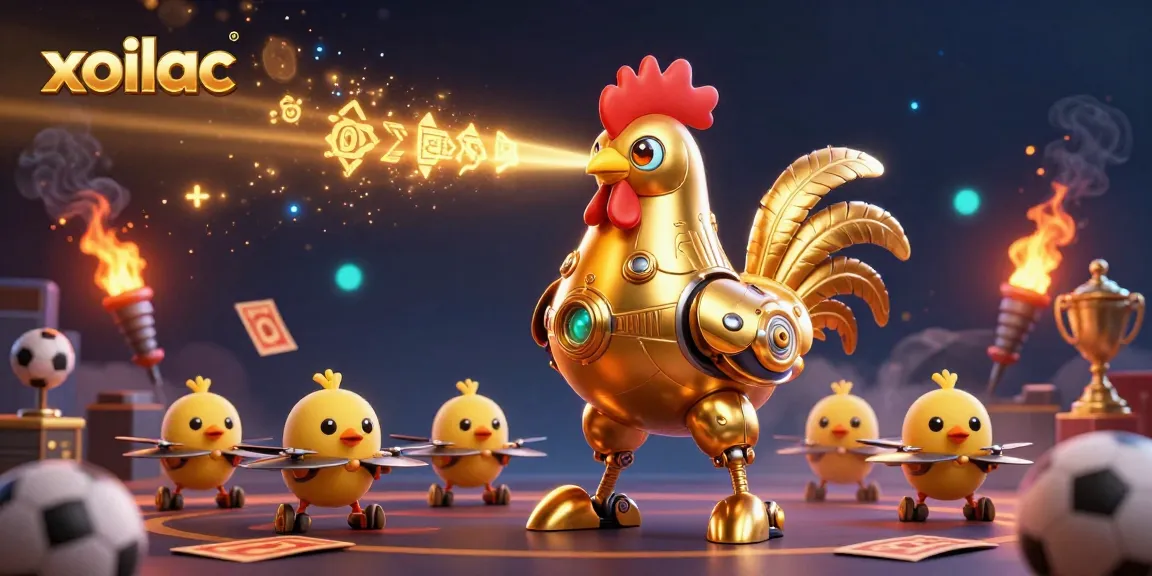 Experience the thrill of sports betting with xoilac as golden rooster robots and drones bring excitement and action.