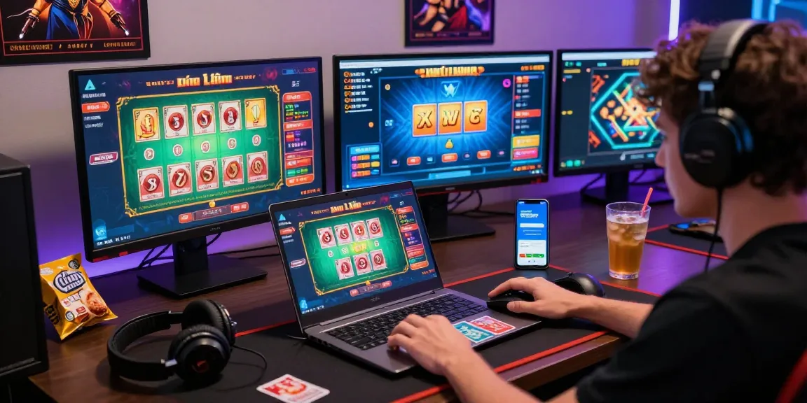 Engaging online gaming scene of a user playing on rikvip with vibrant game graphics.