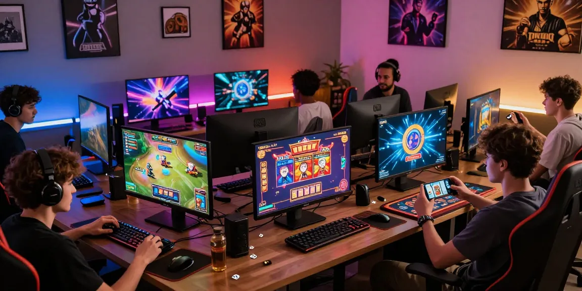 Players enjoying the rikvip online gaming experience in a vibrant game room.