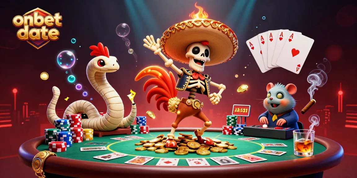 Join the excitement at onbet date with a lively 3D casino scene featuring vibrant characters celebrating wins.