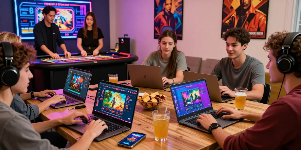 Engaging friends enjoying online games from 79club.dev in a vibrant home environment full of excitement.