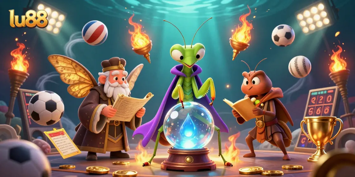 Experience thrilling gaming action with lu88 in this dynamic casino scene featuring fortune tellers and sports elements.