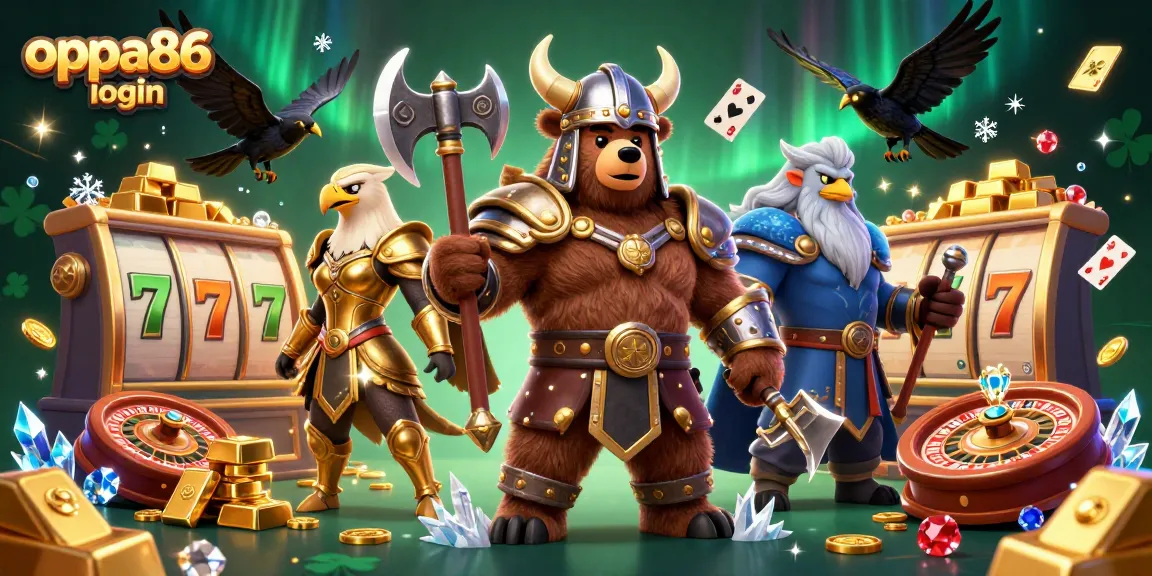 Engage in thrilling gameplay on oppa86 login with vibrant characters and glittering casino elements.