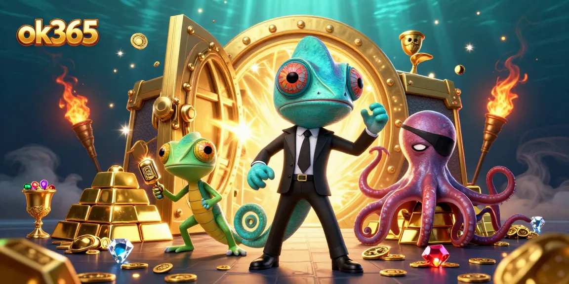 Engage with exciting games at ok365 featuring vibrant 3D characters and casino-themed treasures.
