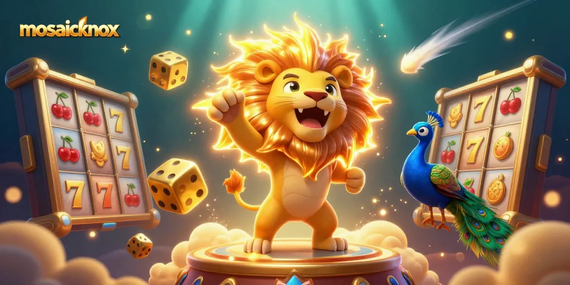 Mosaicknox showcases players winning big at slots, with a vibrant illustration of wealth and excitement.