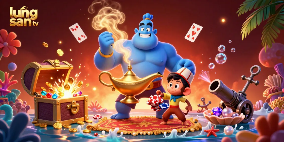 Experience vibrant gaming actions with lương sơn tv in this engaging 3D casino illustration full of treasures and excitement.
