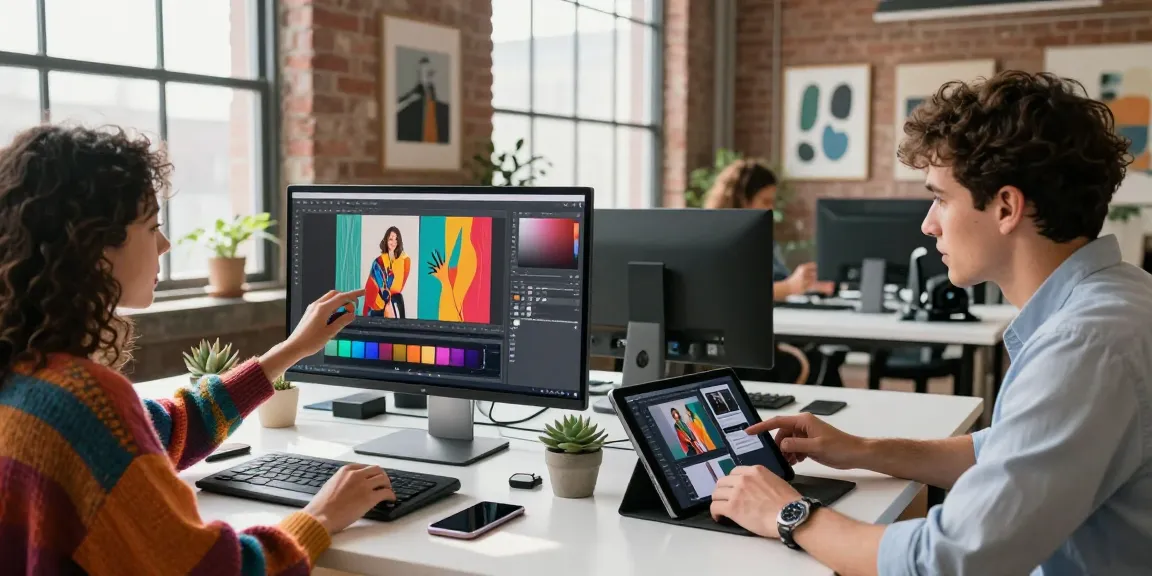 Edit images seamlessly with a free AI image editor in a vibrant creative workspace full of collaboration.