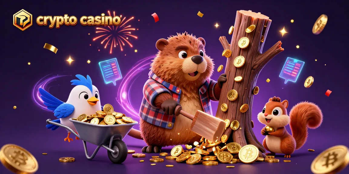 Collectionnez les gains sur un crypto casino en jouant avec des personnages animés dans une scène dynamique.