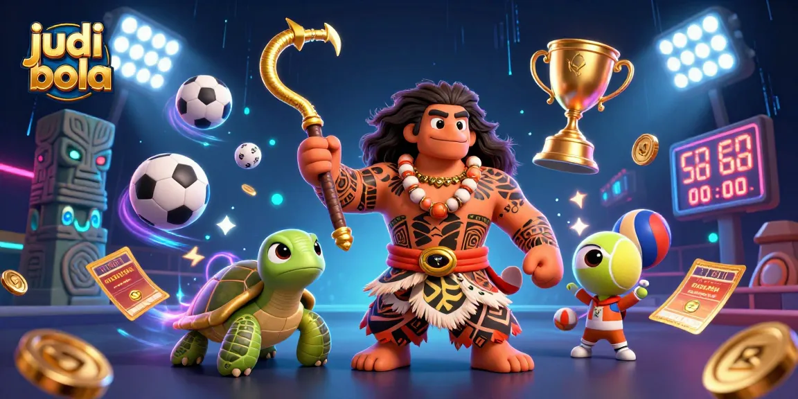 Experience judi bola excitement with a dynamic scene of sports betting and vibrant characters.