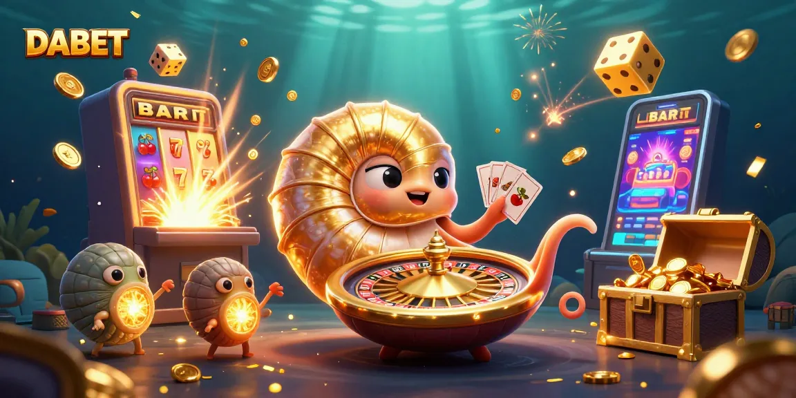 DABET features an ancient nautilus roulette wheel alongside glowing companions, embodying exciting casino energy.