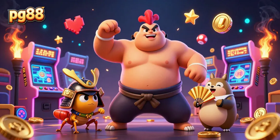 Experience thrilling gameplay with pg88's dynamic characters in a vibrant casino scene.
