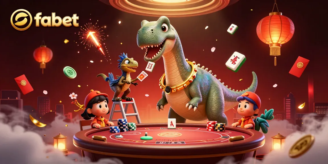 Fabet engages players with vibrant casino scenes featuring a dinosaur dealer and thrilling poker action