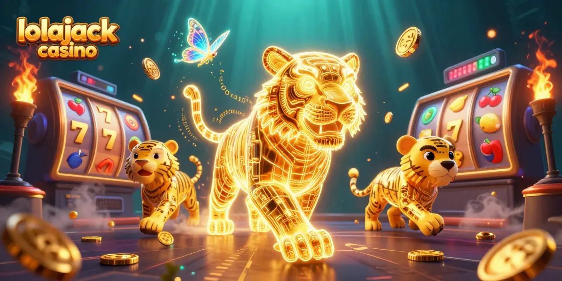 Experience thrilling wins at lolajack casino with a vibrant 3D illustration highlighting slots and golden elements.