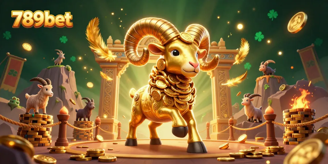 Experience the excitement of 789bet in this dynamic scene with golden ram and vibrant gambling elements.