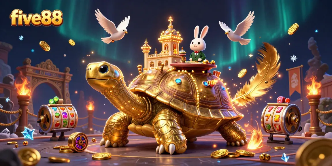 Experience exciting wins with five88 in this vibrant casino-themed illustration.