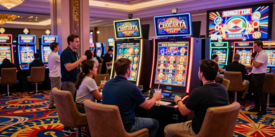 Exciting Cleocatra slot experience in a vibrant casino atmosphere with players celebrating a jackpot.