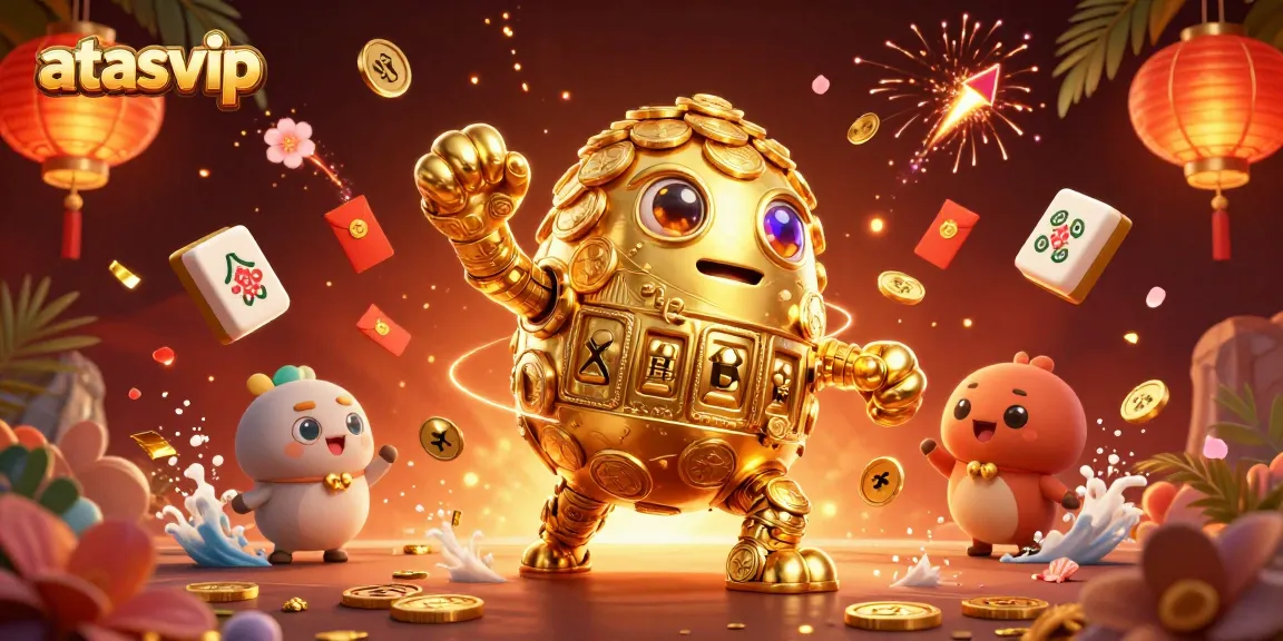 Play exciting games at atasvip with vibrant 3D characters and festive casino elements.