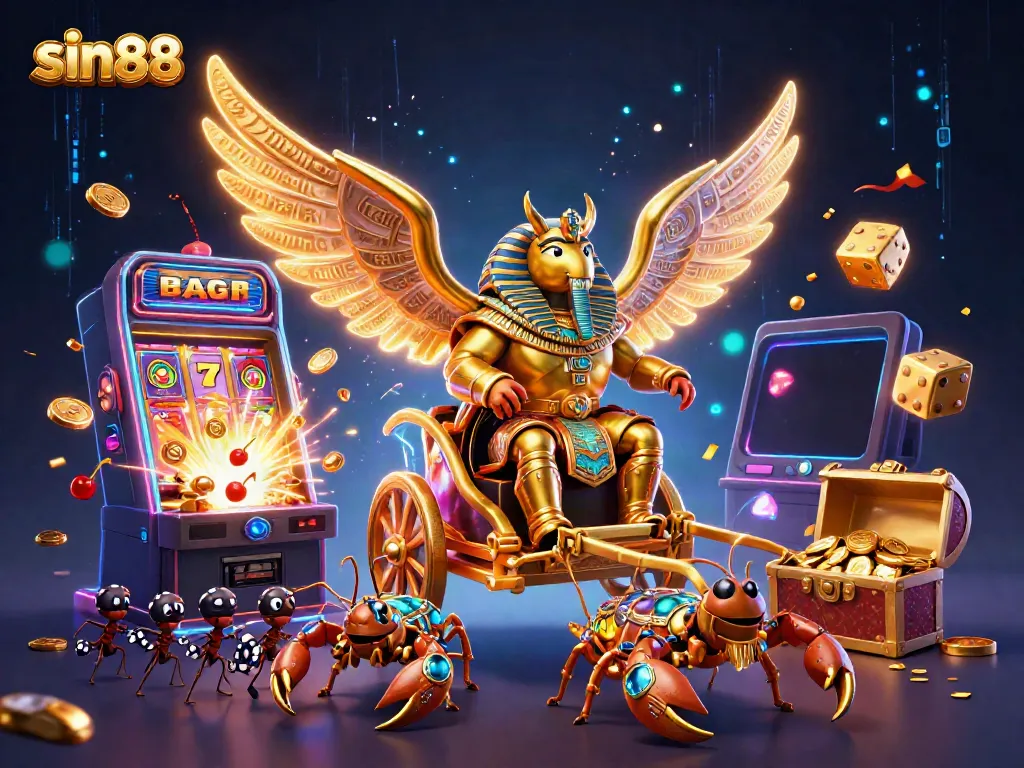 Experience the thrill of sin88 with a vibrant casino scene filled with exciting game elements and characters.