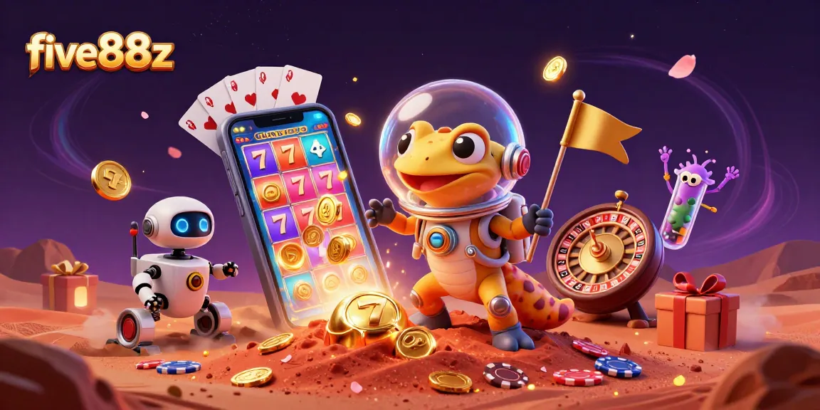 Join the Martian gecko and robot at the golden casino five88z for thrilling slots and gaming action!