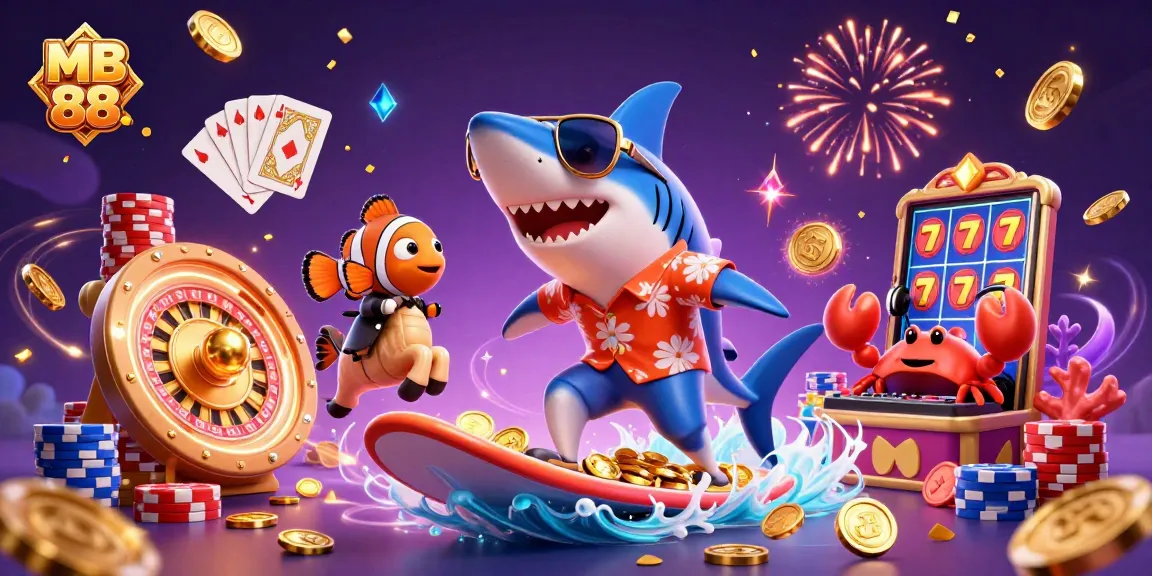 Engage with MB 88's thrilling slots and casino adventures featuring vibrant characters and gold.