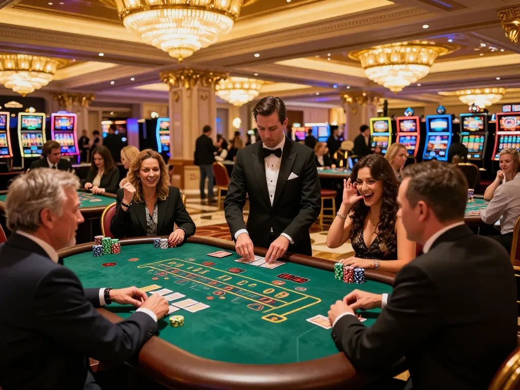 Enjoying kèo nhà cái 88 at blackjack tables in an upscale casino environment.