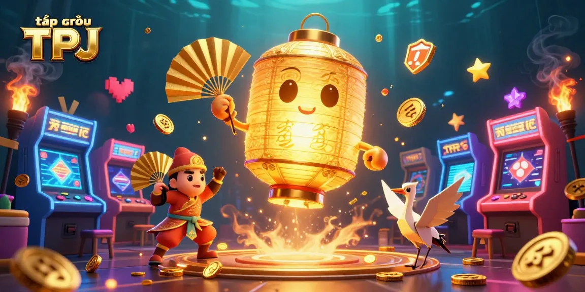Engage with the giant lantern spirit at the night market casino, showcasing the creativity of tập đoàn TPJ.