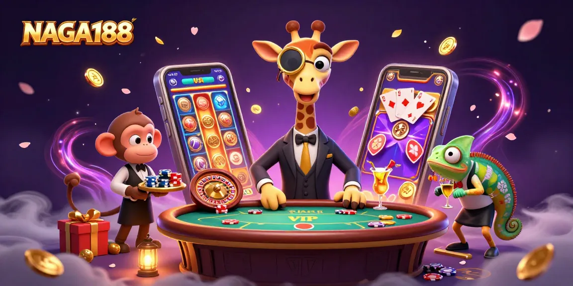 NAGA188 mengajukan peluang menarik permainan kasino dengan avatar Giraffe bergaya, kuasai permainan slot, dan poker.