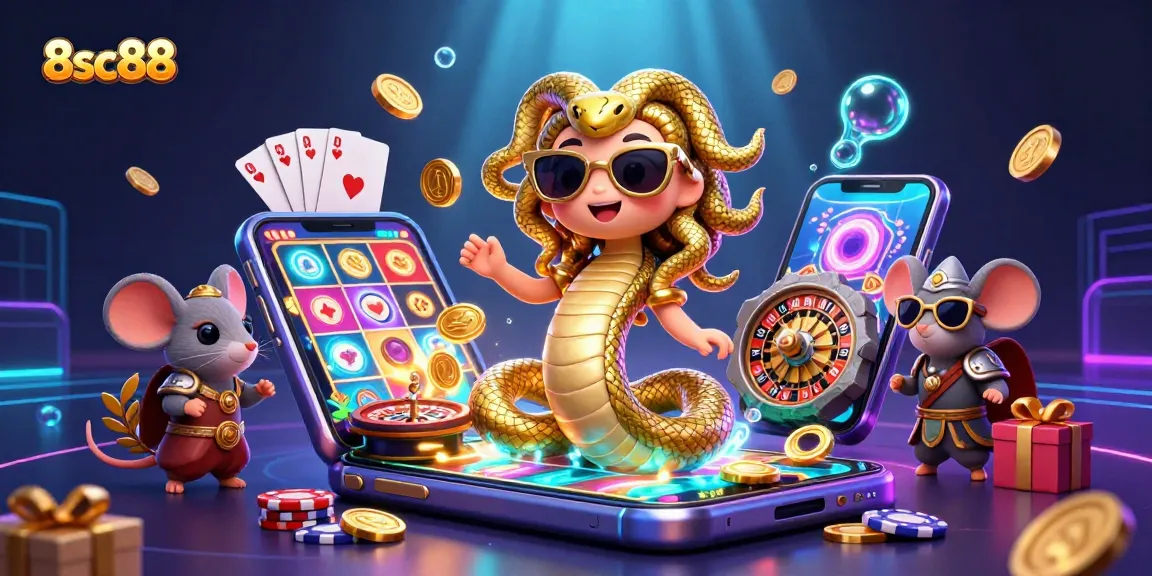 Engage in thrilling casino action with 8sc88 as Medusa and friends explore vibrant games.