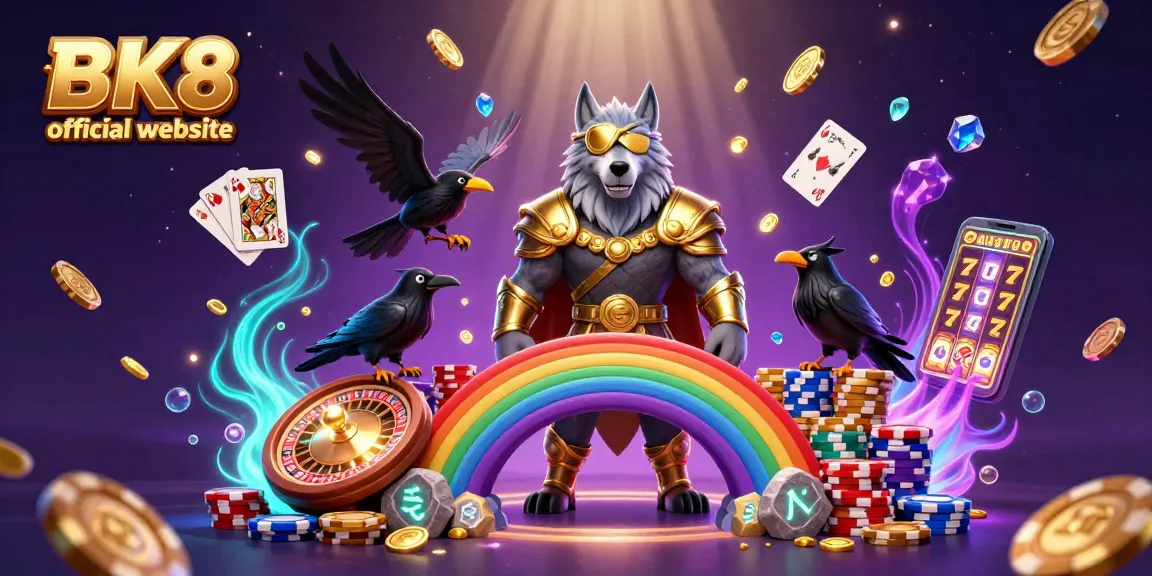 Experience the thrill at BK8 official website with vibrant casino elements and Norse-inspired characters.
