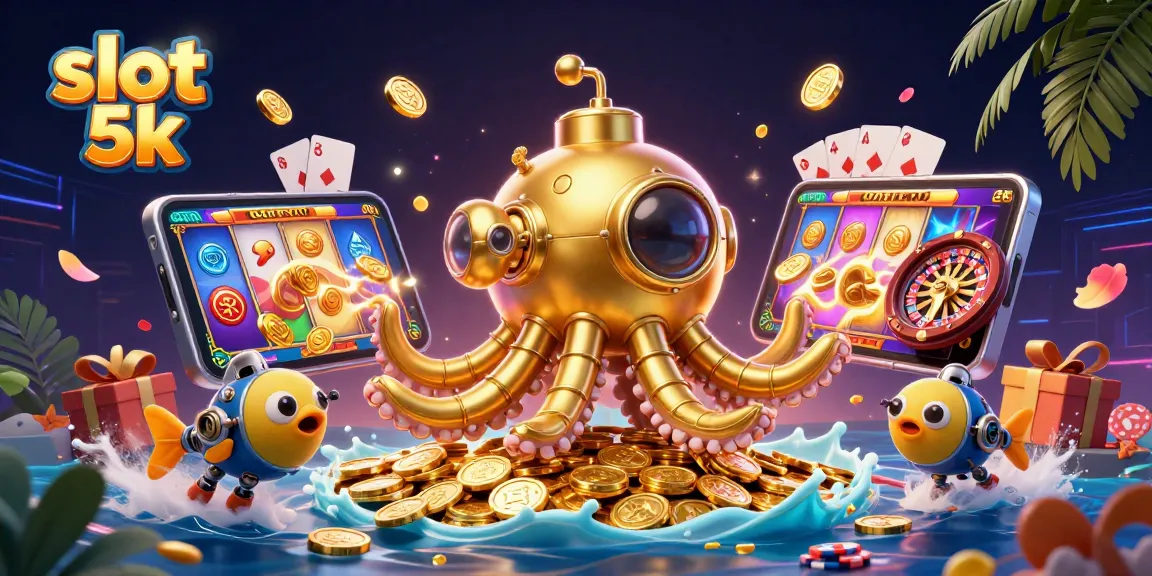 Experience thrilling wins at slot 5k with our fantastical underwater casino illustration.