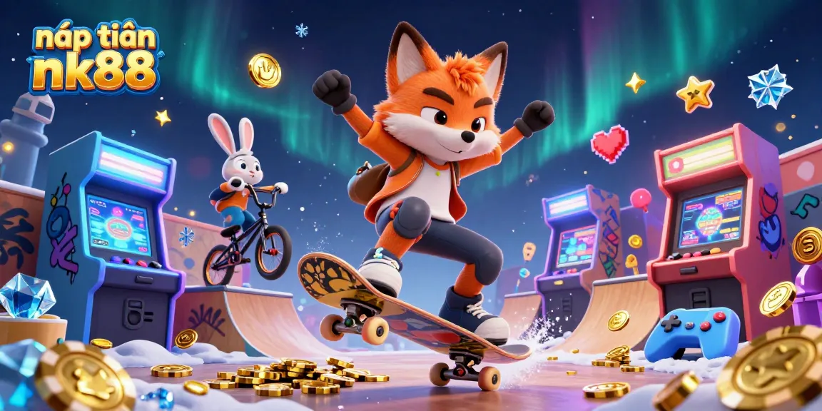 Experience fast transactions with nạp tiền nk88, featuring a fox and rabbit in a vibrant casino scene
