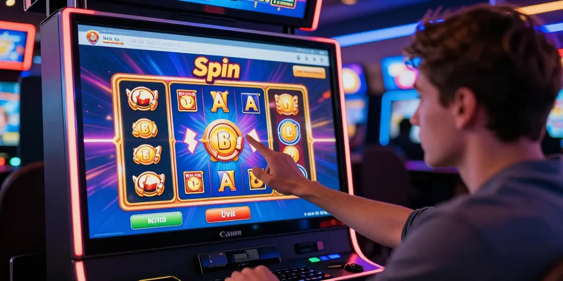 Dynamic scene highlighting a slot deposit 5k gaming experience with a player engaged in action at a colorful online casino.