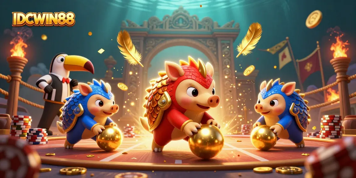 Experience thrilling wins at IDCWIN88 with exciting pangolin characters rolling through poker chips.