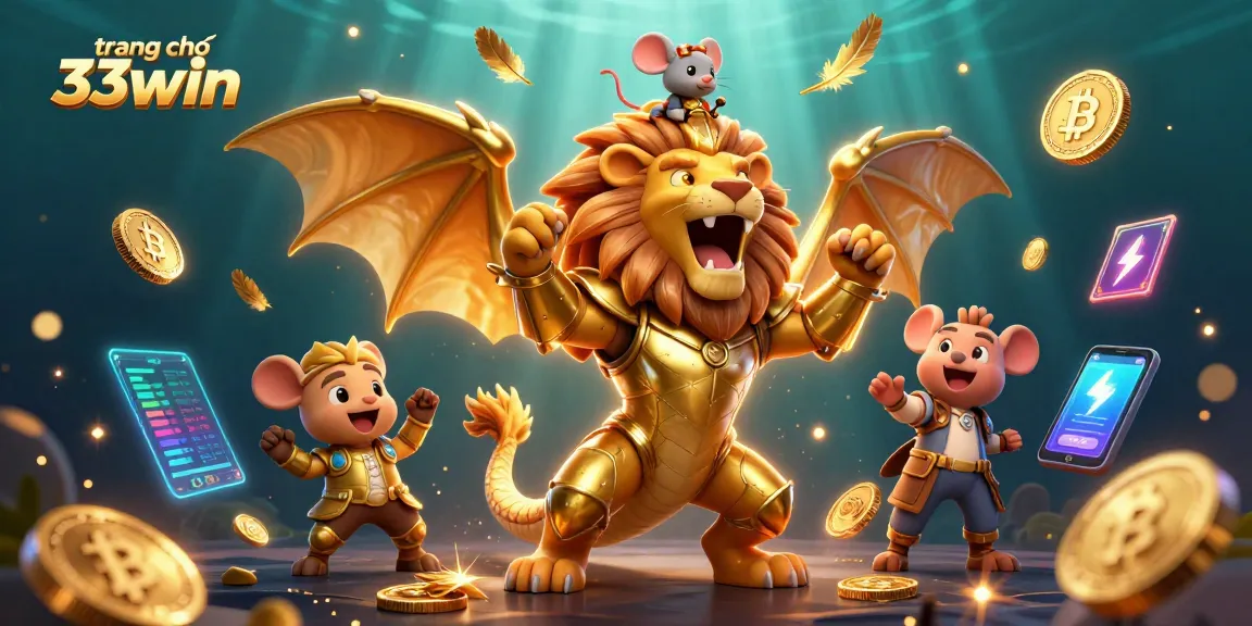 Experience the thrilling world of trang chủ 33win with vibrant casino-themed illustration featuring a powerful chimera.