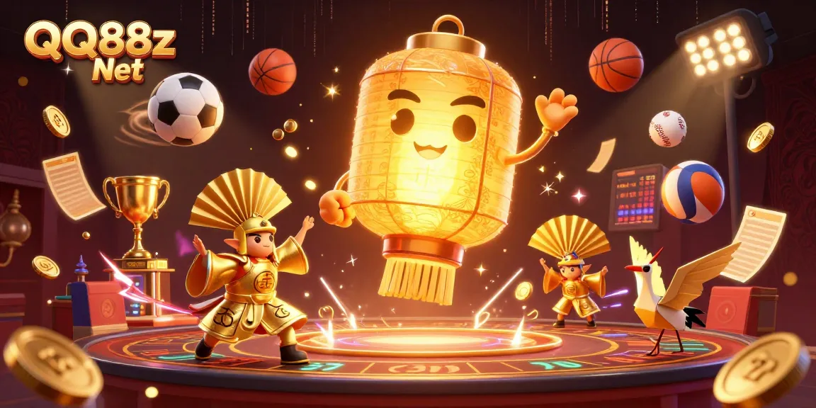 Win big at QQ88z Net with thrilling casino action featuring golden characters and dynamic casino elements.