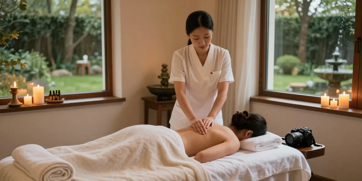 마사지 치료 중인 모습, 편안한 스파 환경에서 진정한 휴식을 제공합니다.
