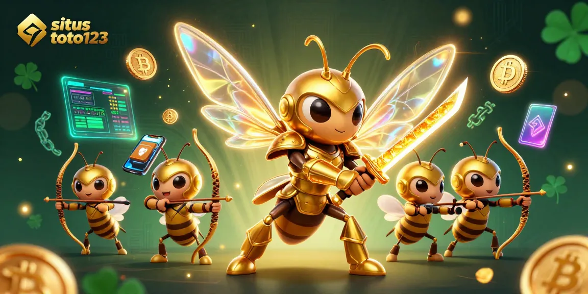 Join the action on situs toto123 with an exciting visual of a samurai hornet and crypto elements.