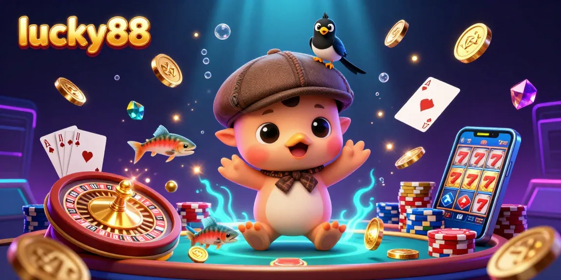 Spins the lucky88 roulette while baby Nessie and friends celebrate with coins and excitement.