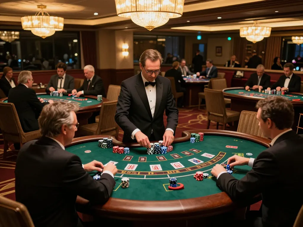Engaging blackjack game scene at trang chủ gg88 highlighting professional dealers and players.