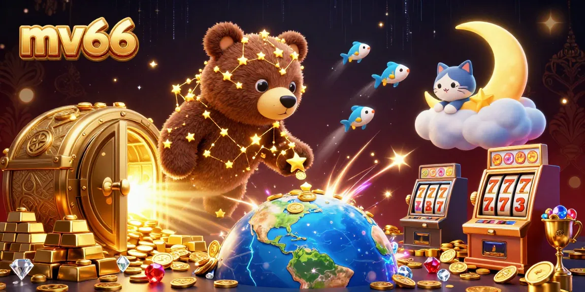 Experience MV66's thrilling online games and rewards as the golden bear scoops coins.