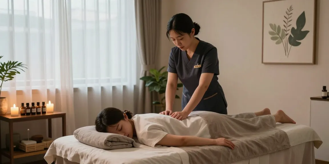 Relaxing 부천출장마사지 session with professional therapist in serene room ambiance.