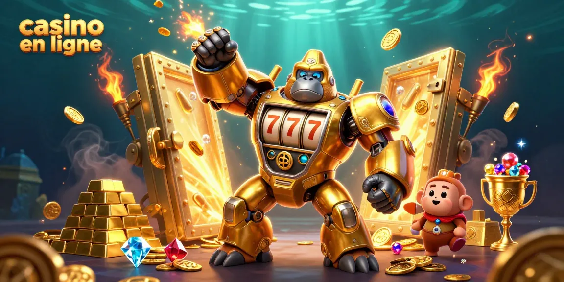 Jouez à casino en ligne avec des machines à sous, un gorille mech, et des trésors brillants